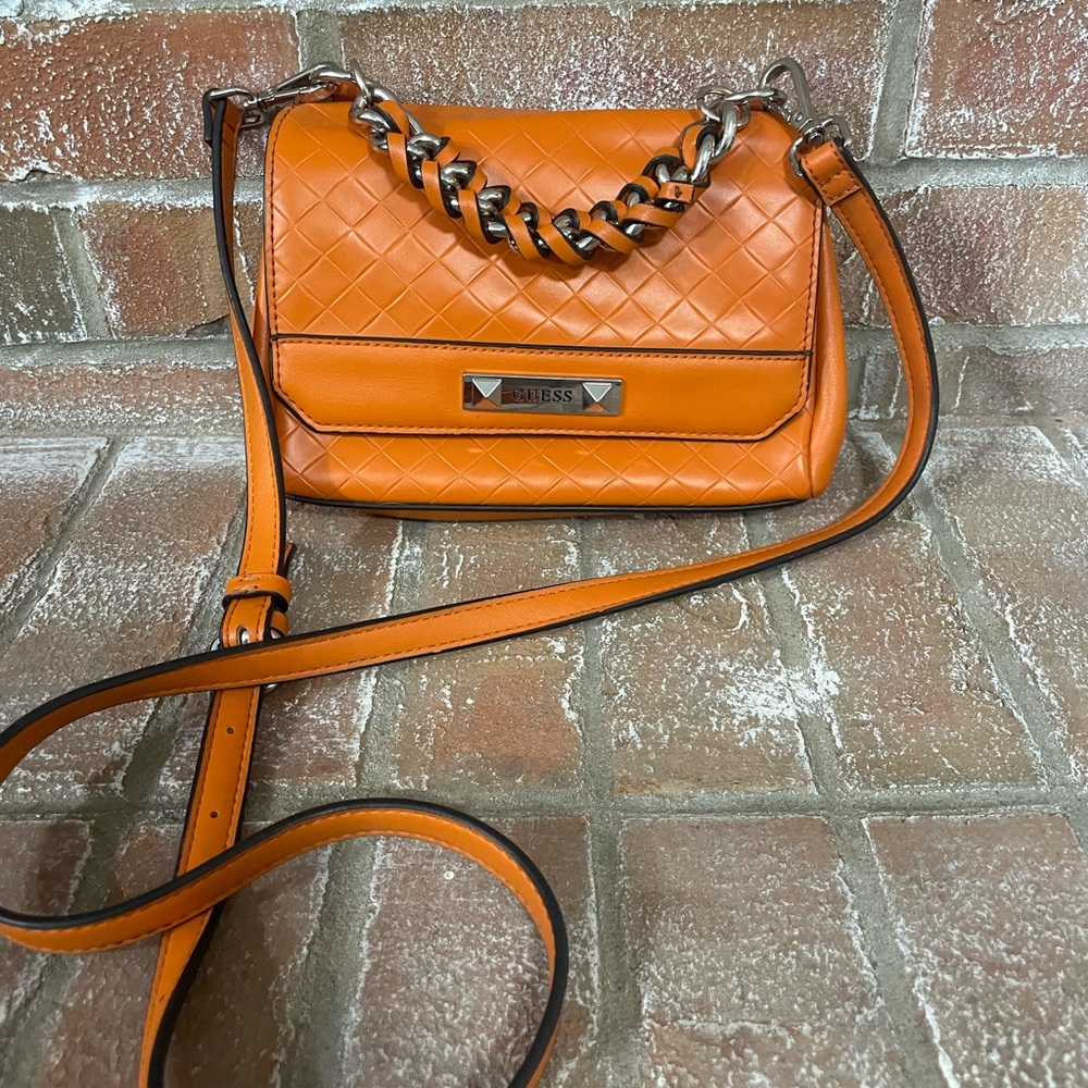 Guess Hillsdale Crossbody Quilted Purse Orange
